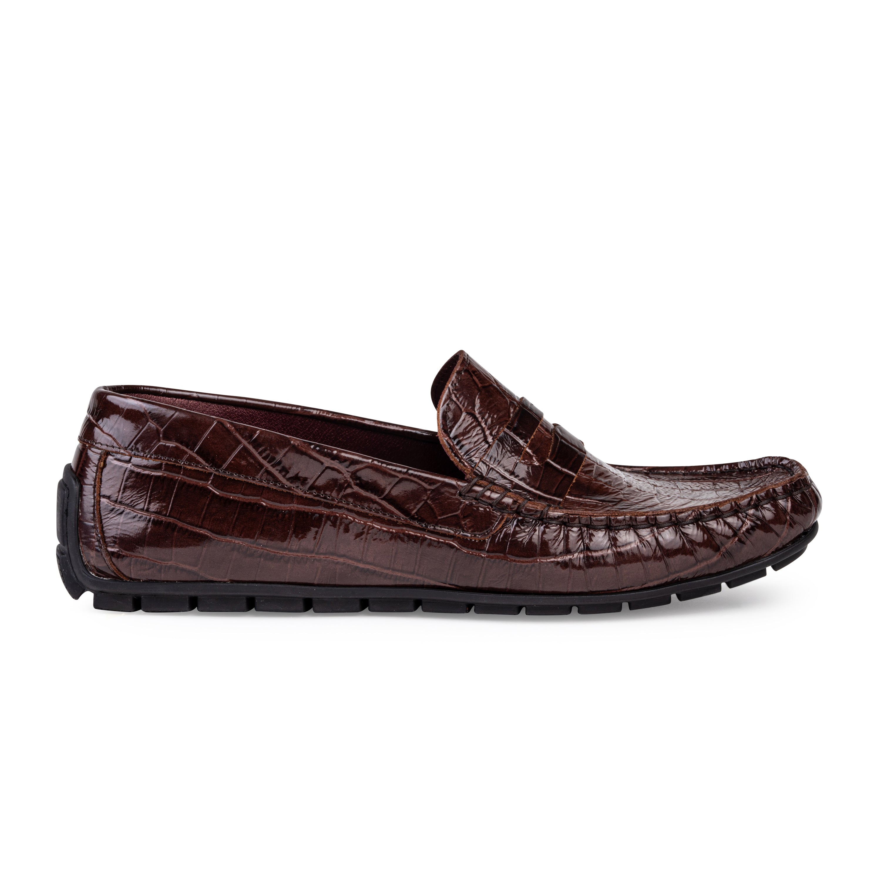 Mocassin Croco Havane Élégance